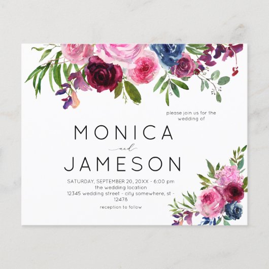 バジェットホットピンク&ネイビーブルー結婚フローラズ2 (正面)