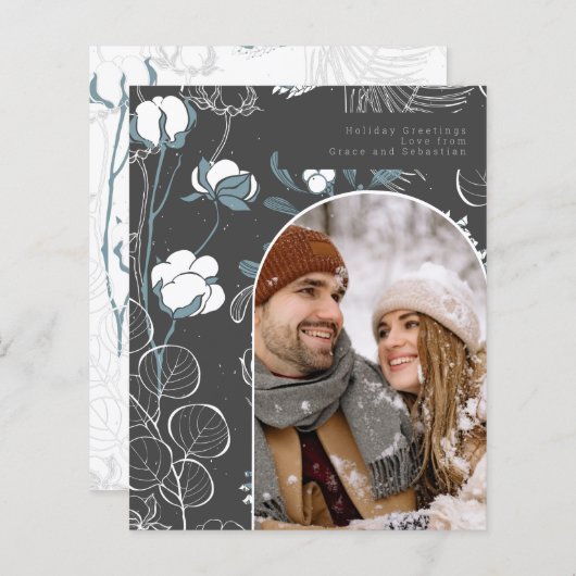 バジェットホリデーウィンターボタニカルフォトパーソナライズされた (正面/裏面)
