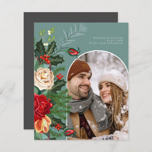 バジェットホリデーウィンターボタニカルフォトパーソナライズされた (正面/裏面)