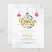 バジェットホリデーレッド金ゴールドクリスマスパーティの招待状 (正面/裏面)