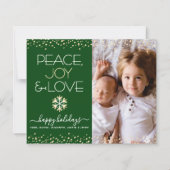 バジェットホリデー金ゴールドグリーンフォトピースラブカード (正面)