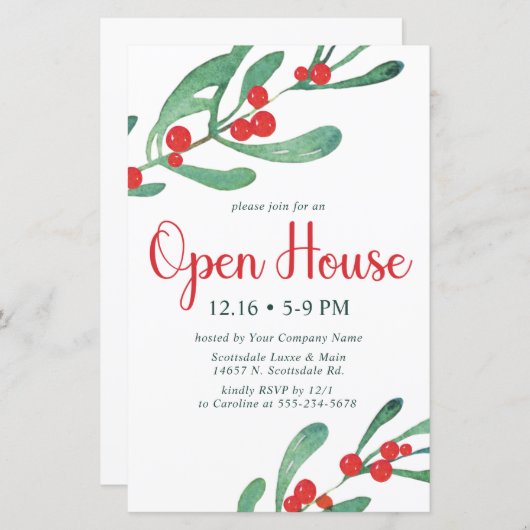 バジェットホリーカンパニーオープンハウスパーティの招待状 (正面/裏面)