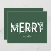 バジェットホリーメリーオールグリーンホリデーカード (正面/裏面)