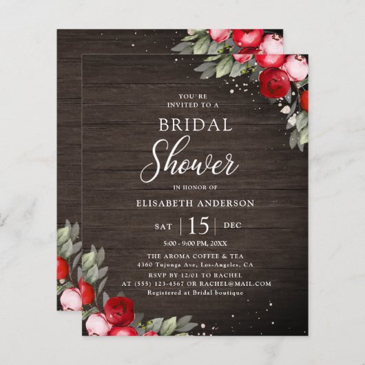 バジェットホリ素朴ー木造ブライダルシャワーフライヤー (正面/裏面)