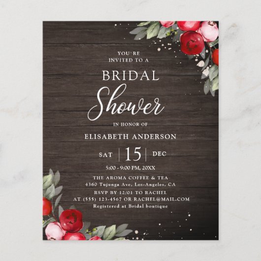 バジェットホリ素朴ー木造ブライダルシャワーフライヤー (正面)