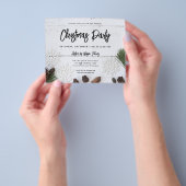 バジェットホワイトウッドクリスマスパーティの招待状 チラシ (手)