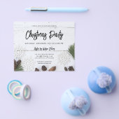 バジェットホワイトウッドクリスマスパーティの招待状 チラシ (シングル)