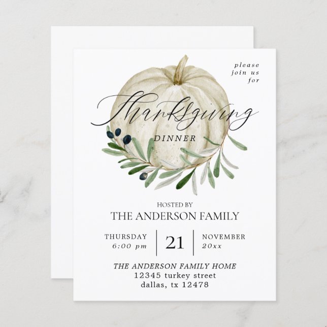 バジェットホワイトカボチャ感謝祭 (正面/裏面)