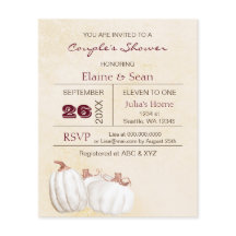 バジェットホワイトカボチャ秋ブライダルシャワー招待