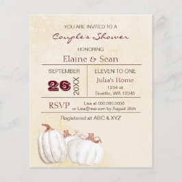 バジェットホワイトカボチャ秋ブライダルシャワー招待