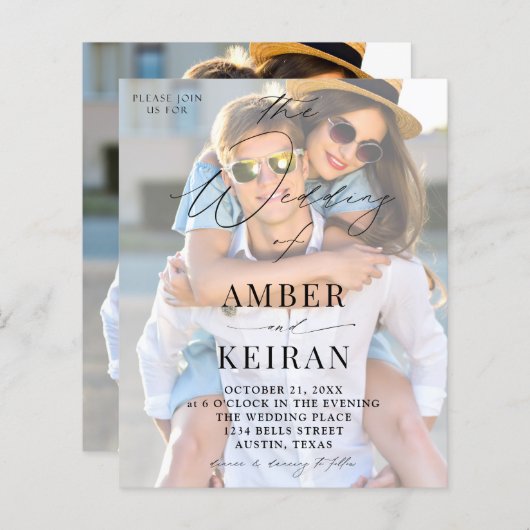 バジェットホワイトシェード結婚フォト (正面/裏面)