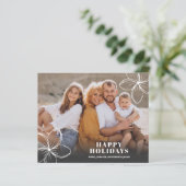 バジェットホワイトトロピカルフラワーズフォトホリデーカード (スタンド正面)