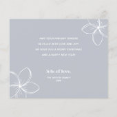 バジェットホワイトトロピカルフラワーズフォトホリデーカード (裏面)