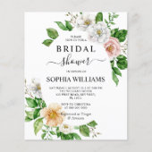 バジェットホワイトフラワーフレームブライダルシャワー招待 (正面)