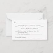 バジェットホワイトフローラグリーンリー2SM食事RSVP ノートカード (裏面)