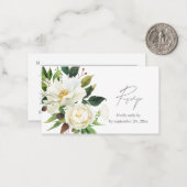 バジェットホワイトフローラグリーンリー2SM食事RSVP ノートカード (正面/裏面インサイチュ)
