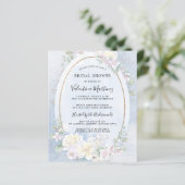 バジェットホワイトフローラブルーブライダルシャワー招待 (スタンド正面)