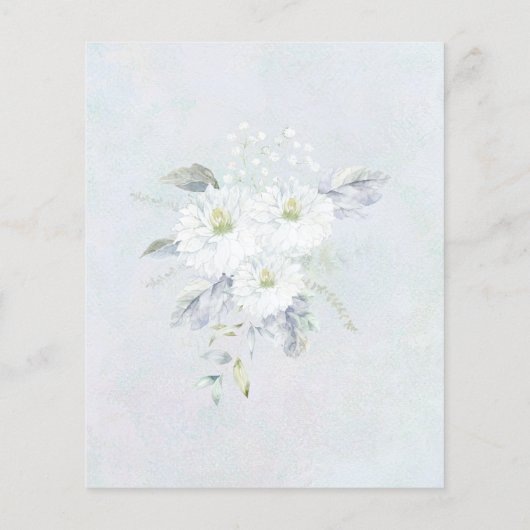 バジェットホワイトフローラブルー結婚式招待状 (裏面)