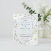 バジェットホワイトフローラブルー結婚式招待状 (スタンド正面)