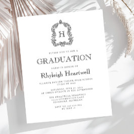 バジェットホワイトブラックモノグラムクレスト卒業パーティー