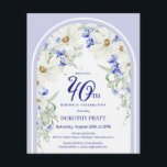 バジェットホワイトブルーフローラ40th誕生日招待状<br><div class="desc">40歳エレガントのパーティの招待状テンプレートは、白いデイジーと青い野の花で作られたBohoフローラアーチを備えている。このアイテムはBoho Arch Blue and Whiteフローラ・コレクションの一部。</div>