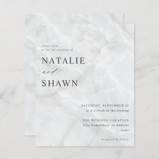 バジェットホワイトマーブル結婚ズ (正面/裏面)