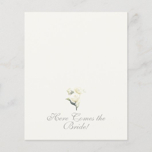 バジェットホワイトローズフローラブライダルシャワー招待 (裏面)