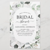 バジェットホワイトローズブライダルシャワーフローラ招待状 (正面)