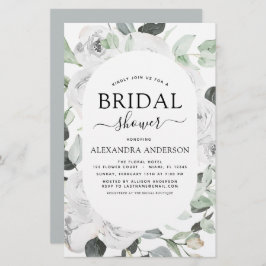 バジェットホワイトローズブライダルシャワーフローラ招待状