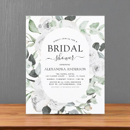 バジェットホワイトローズブライダルシャワーフローラ招待状