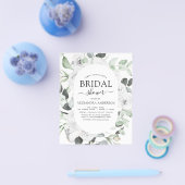 バジェットホワイトローズブライダルシャワーフローラ招待状 チラシ (シングル)