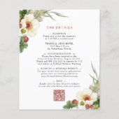 バジェットホワイトローズワイルドストロベリーウェディング招待 (裏面)