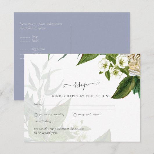 バジェットホワイトローゼズダスティブルー結婚ズ ポストカード (正面/裏面)