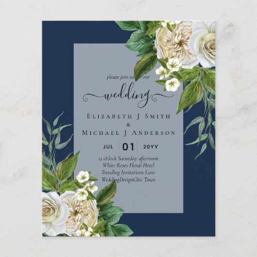 バジェットホワイトローゼズ招待状結婚ズシック チラシ (正面)