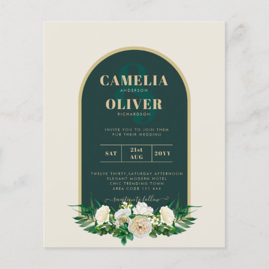 バジェットホワイトローゼフォレストグリーンウィンターウェディングINV チラシ (正面)
