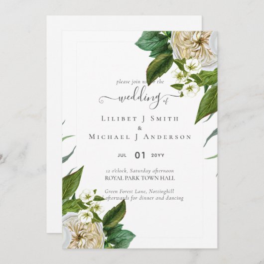 バジェットホワイトローゼブーケ結婚フローラ (正面/裏面)