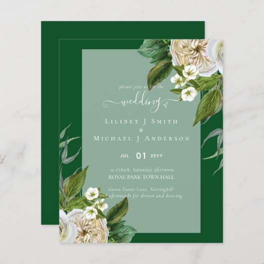 バジェットホワイトローゼブーケ結婚フローラ (正面/裏面)