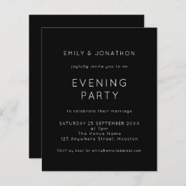 バジェットホワイト結婚ブラックの夕べパーティー招待状