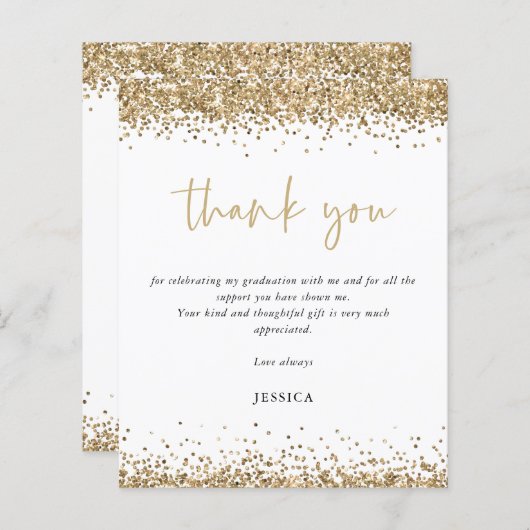 バジェットホワイト金ゴールドグリッター2024卒業感謝してい (正面/裏面)