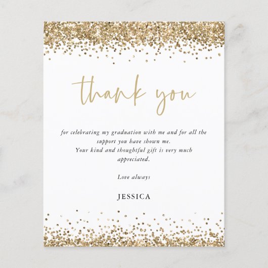 バジェットホワイト金ゴールドグリッター2024卒業感謝してい (正面)