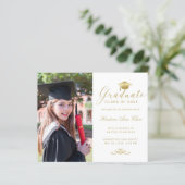 バジェットホワイト金ゴールドフォーマルスクリプト写真の卒業 (スタンド正面)