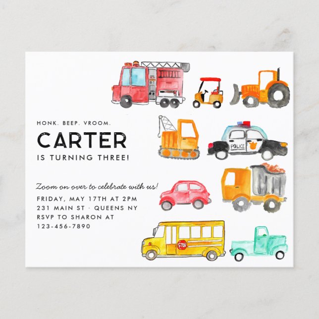 バジェットホンクビープVroom交通キッド誕生日 (正面)