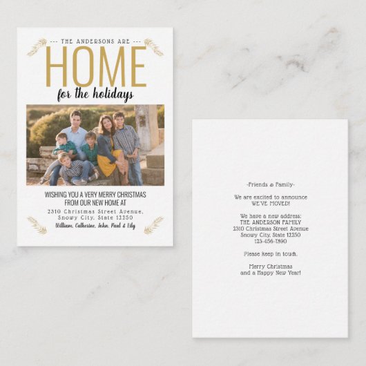 バジェットホーム休暇のためのクリスマスフォトムービング ノートカード (正面/裏面)