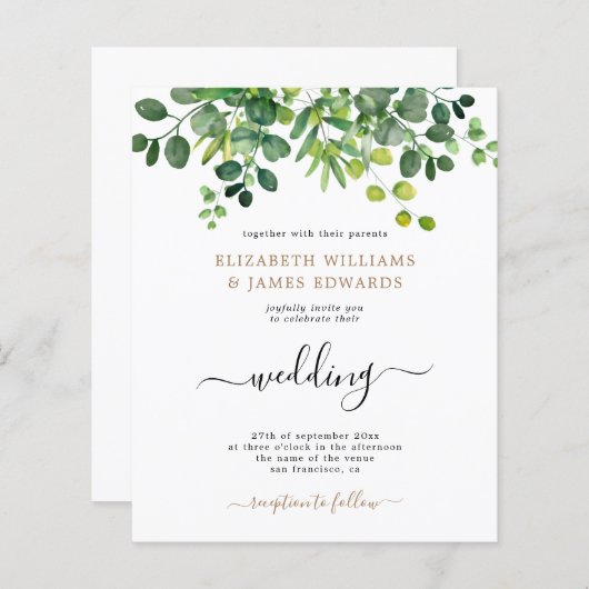 バジェットボタニカルガーデン春の結婚式招待状 (正面/裏面)