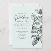 バジェットボタニカルガーデン葉ズウェディング招待 (正面)