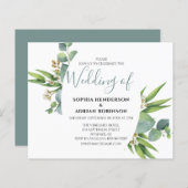 バジェットボタニカルグリーン結婚式招待状 (正面/裏面)