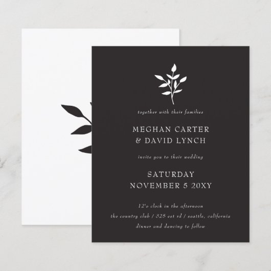 バジェットボタニカルシンプル結婚式招待状 (正面/裏面)
