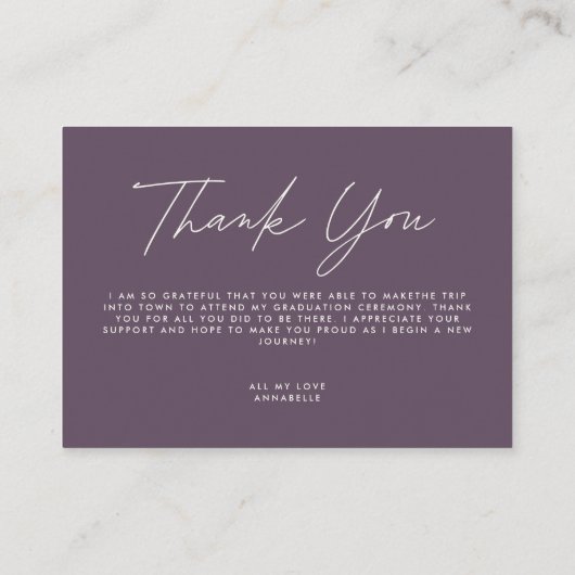 バジェットボタニカルパープル感謝してい卒業あなた エンクロージャーカード (裏面)