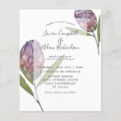バジェットボタニカルプロテアパープル結婚式招待状 (正面)
