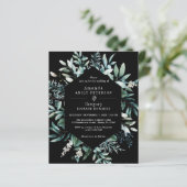 バジェットボタニカルリーフ結婚ズブラック招待状 (スタンド正面)